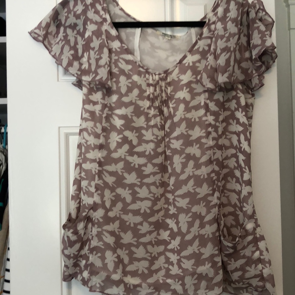 Lined blouse with adorable bird print